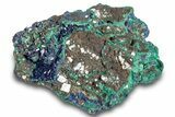 Sparkling Azurite Crystals on Fibrous Malachite - China #259655-1